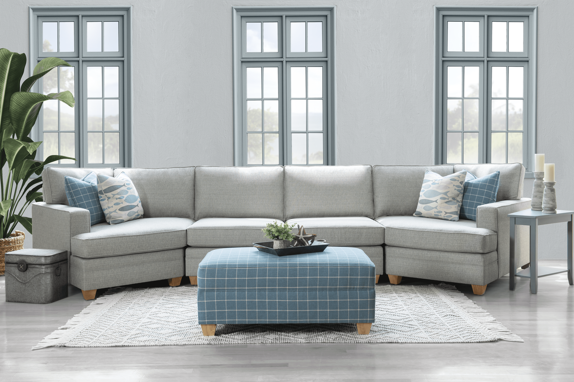 Beautiful coastal inspired sectional sofa design