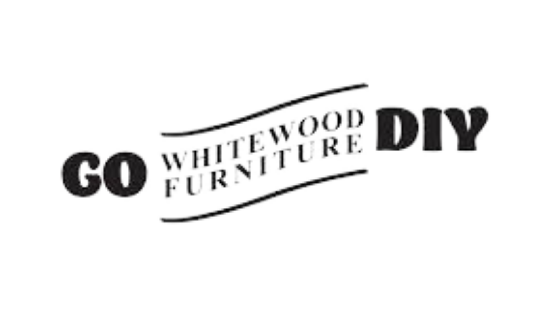 The logo for go whitewood diy furniture is black and white.