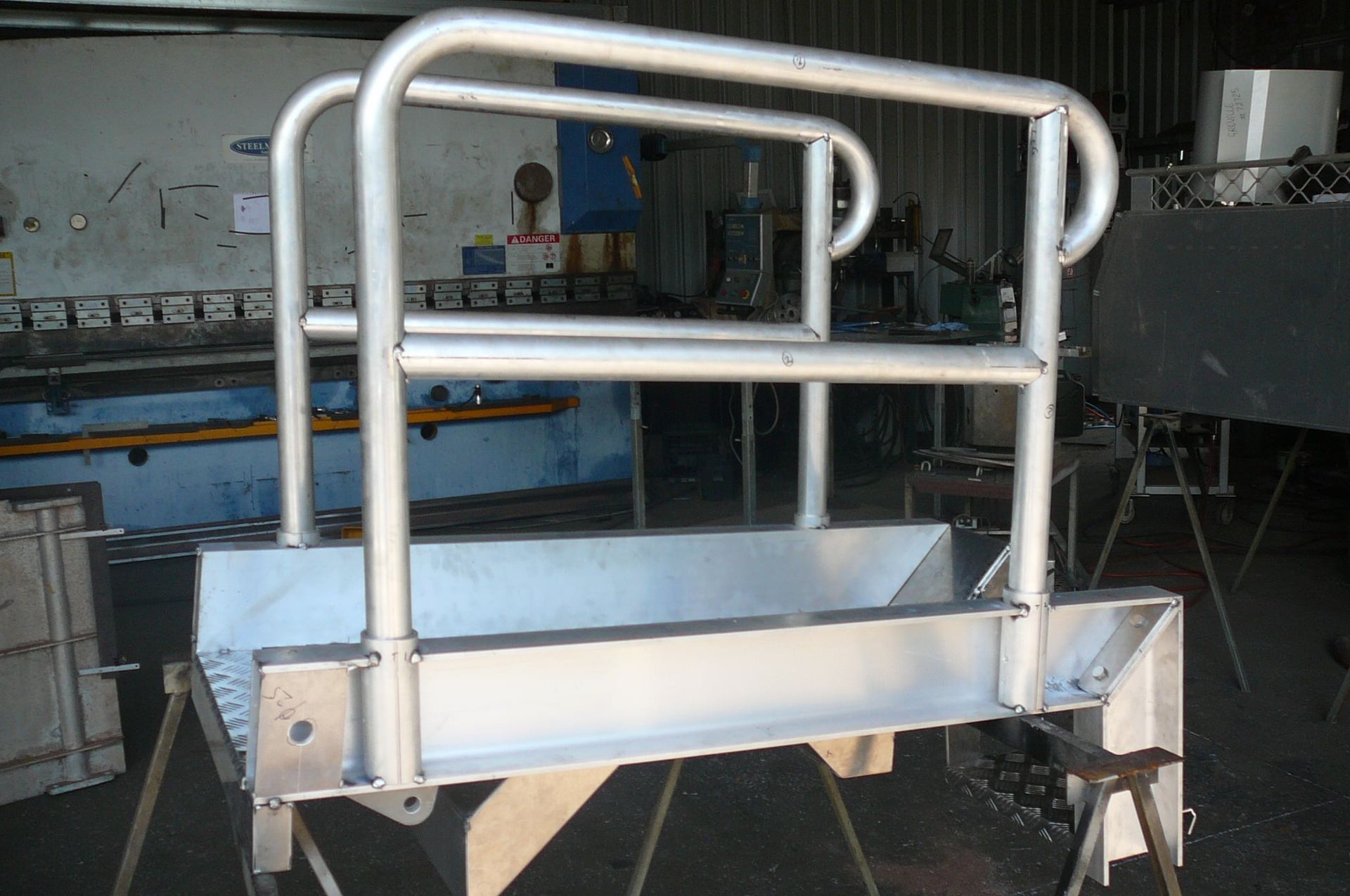 Metal Industrial Cart With Stainless-steel Railings and a Rectangular Tray — Greville Fabrication in Girraween, NSW