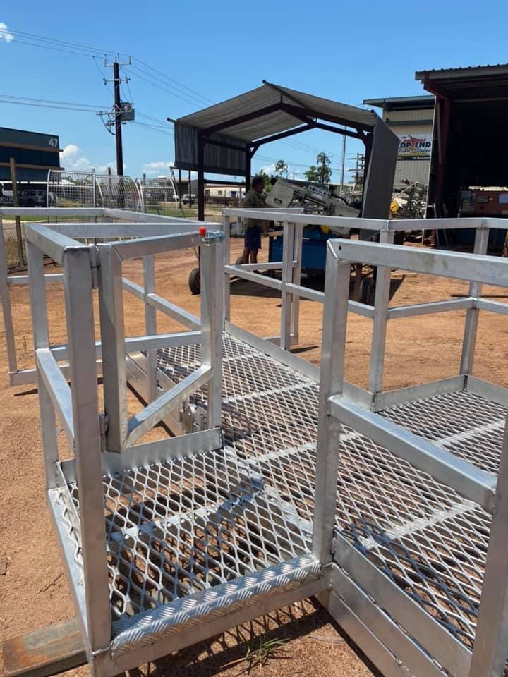 Metal Walkway and Railings Leading to a Covered Platform Outdoors — Greville Fabrication in Girraween, NSW