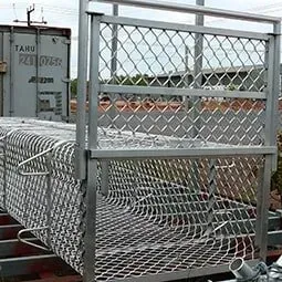 Metal Cage Filled With Stacks of Gray, Patterned Materials — Greville Fabrication in Girraween, NSW