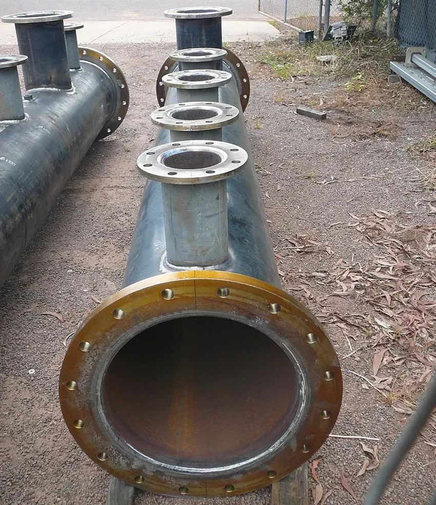 Large, Industrial Pipe With Multiple Vertical Spouts — Greville Fabrication in Girraween, NSW