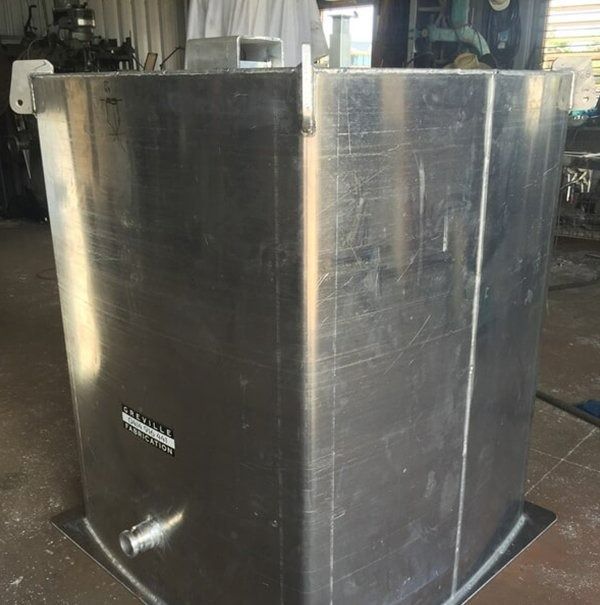 Stainless Steel Rectangular Tank With a Pipe Fitting — Greville Fabrication in Girraween, NSW