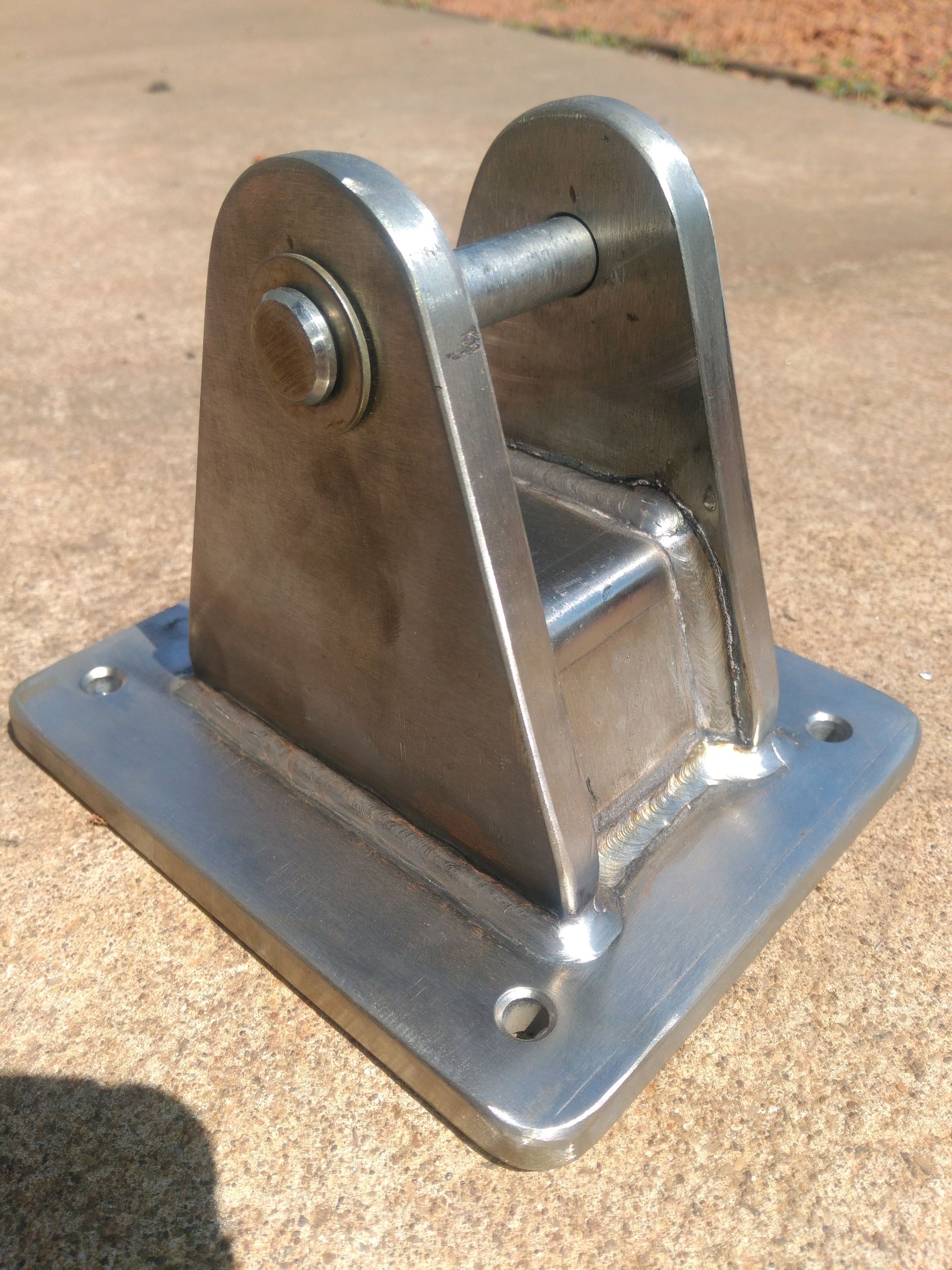 Metal Mounting Bracket With a PIN and Two Side Plates on a Square BASE — Greville Fabrication in Girraween, NSW