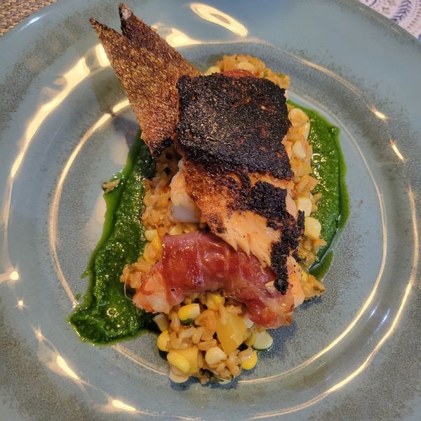 A close up of a plate of food on a table