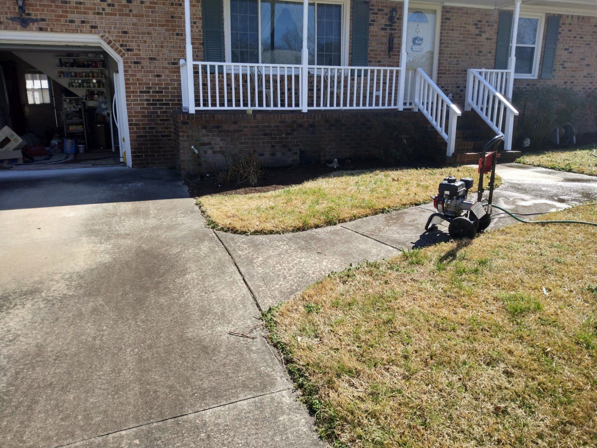 Front of house pressure washed