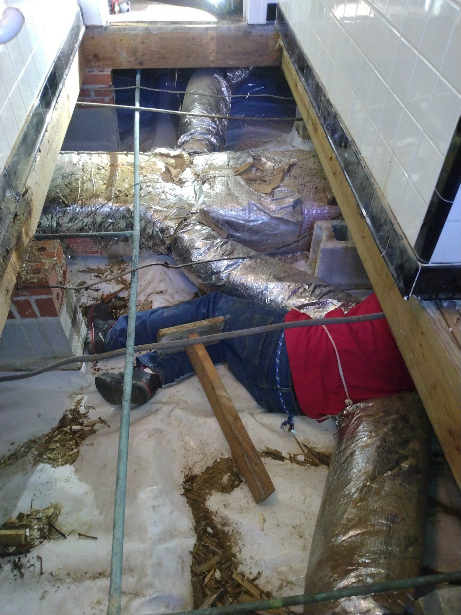 Complete bathroom remodel: during