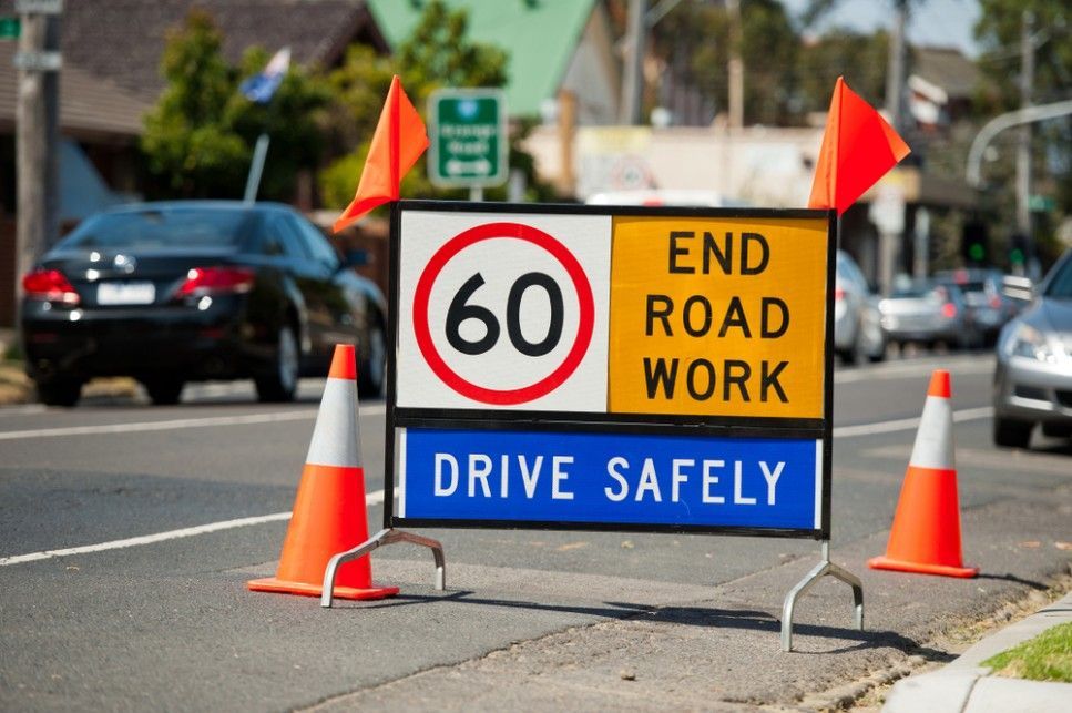 A Sign That Says 60 End Road Work Drive Safely — Payton Civil Products in Roma, QLD