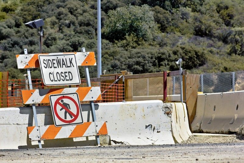 A Road Sign That Says Sidewalk Closed on It — Payton Civil Products in Dalby, QLD