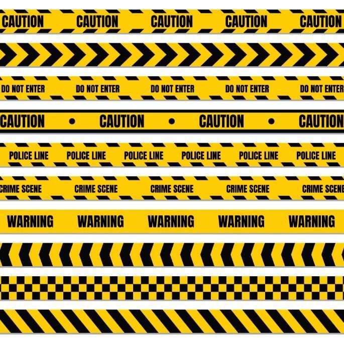 A Set of Yellow and Black Caution Tapes on a White Background — Payton Civil Products in Wilsonton, QLD