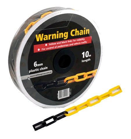 Warning Chain Yellow/black Plastic 10 Mtr Roll — Payton Civil Products in Wilsonton, QLD