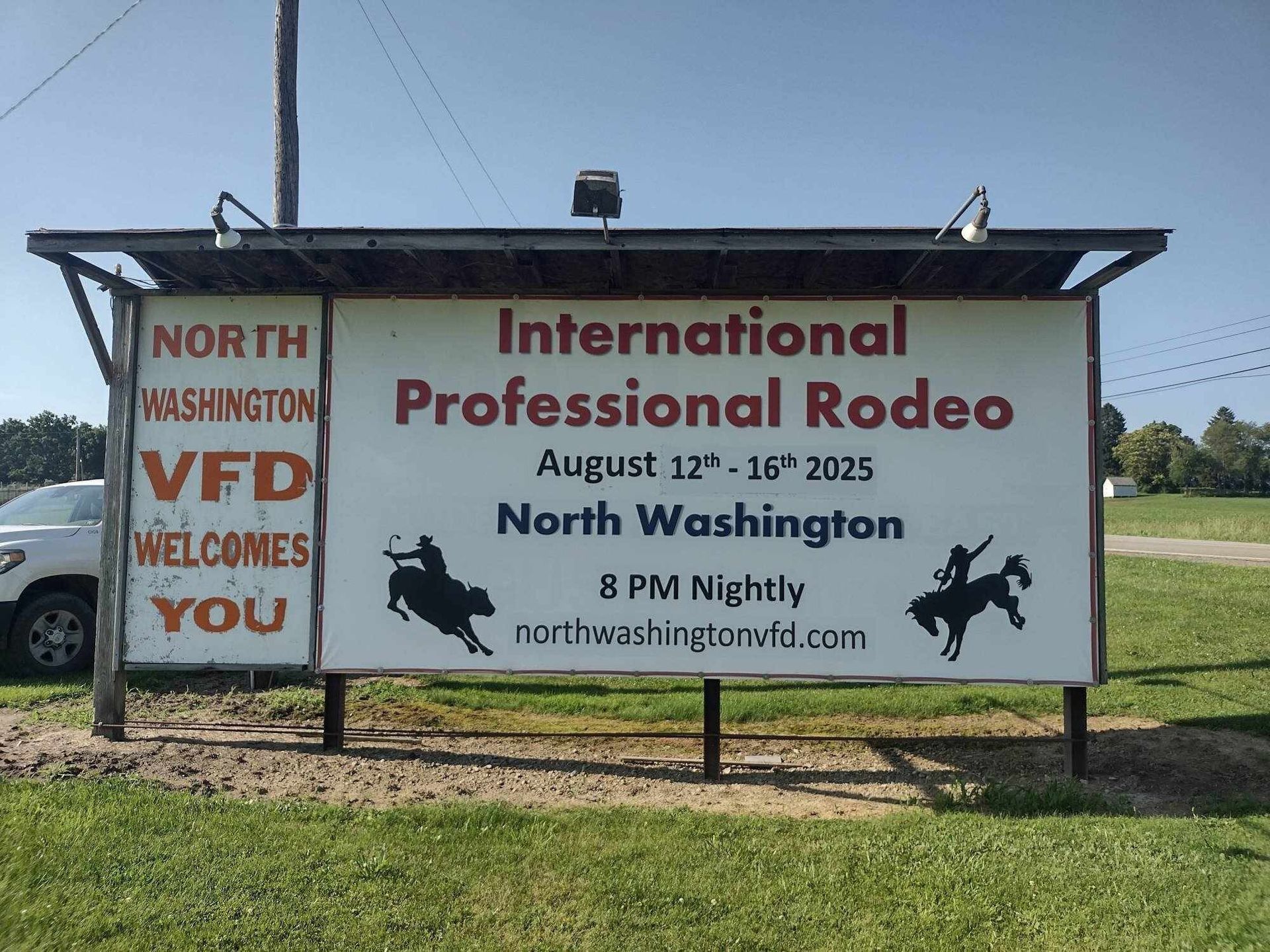 A sign for the international professional rodeo in north washington