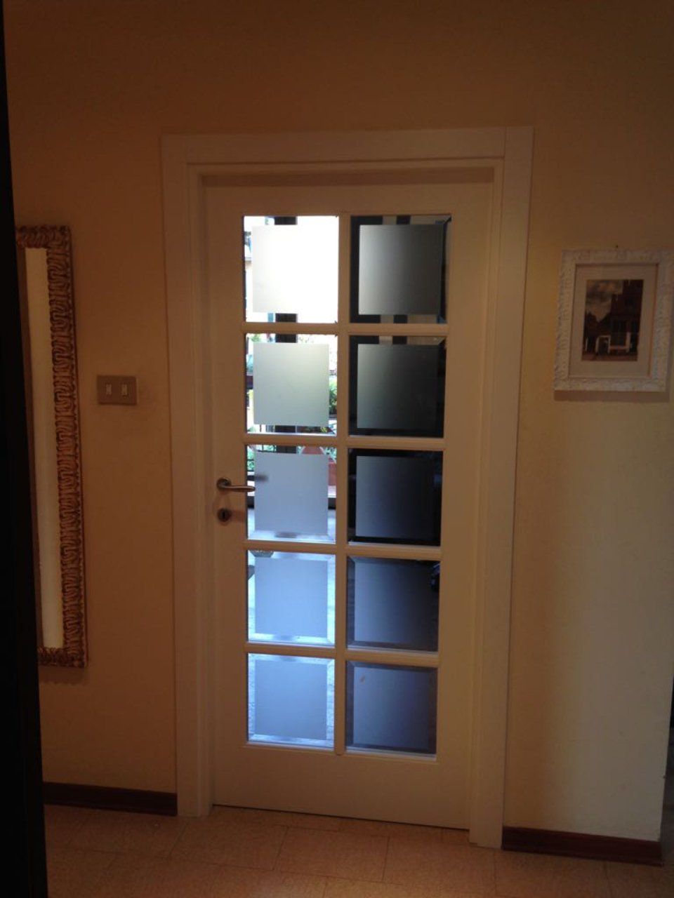 porta in vetro e legno da interni