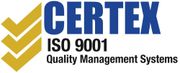 A logo for certex iso 9001 quality management systems