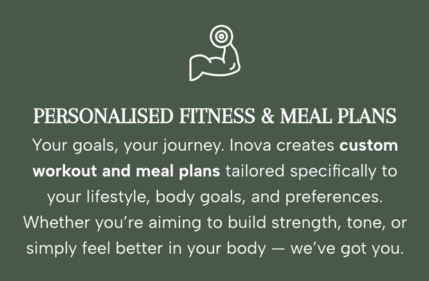 A green background with the words personalised fitness and meal plans