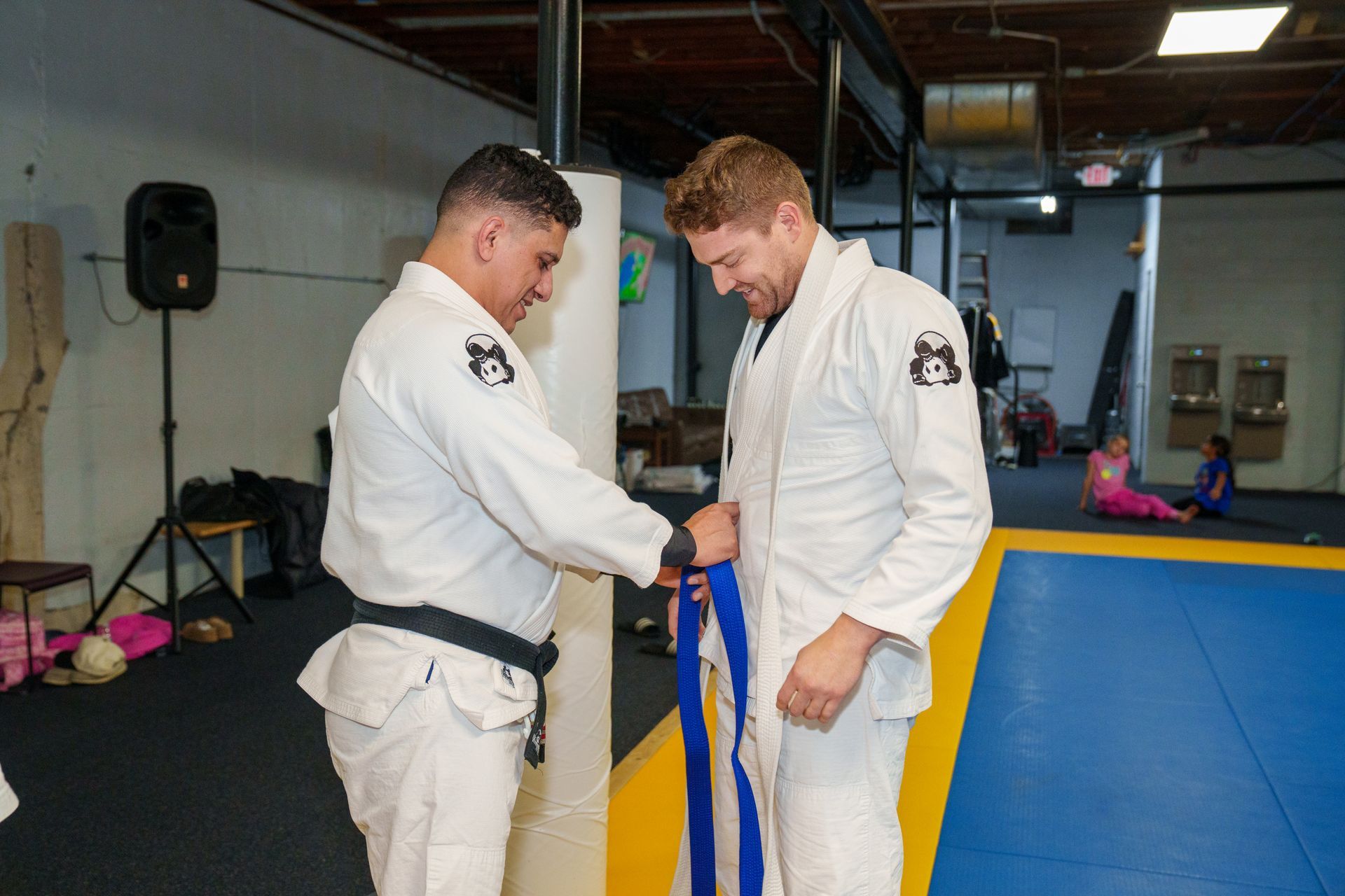 Students practicing Jiu-Jitsu drills at Inverted Gear Academy in Bethlehem, PA, building confidence.