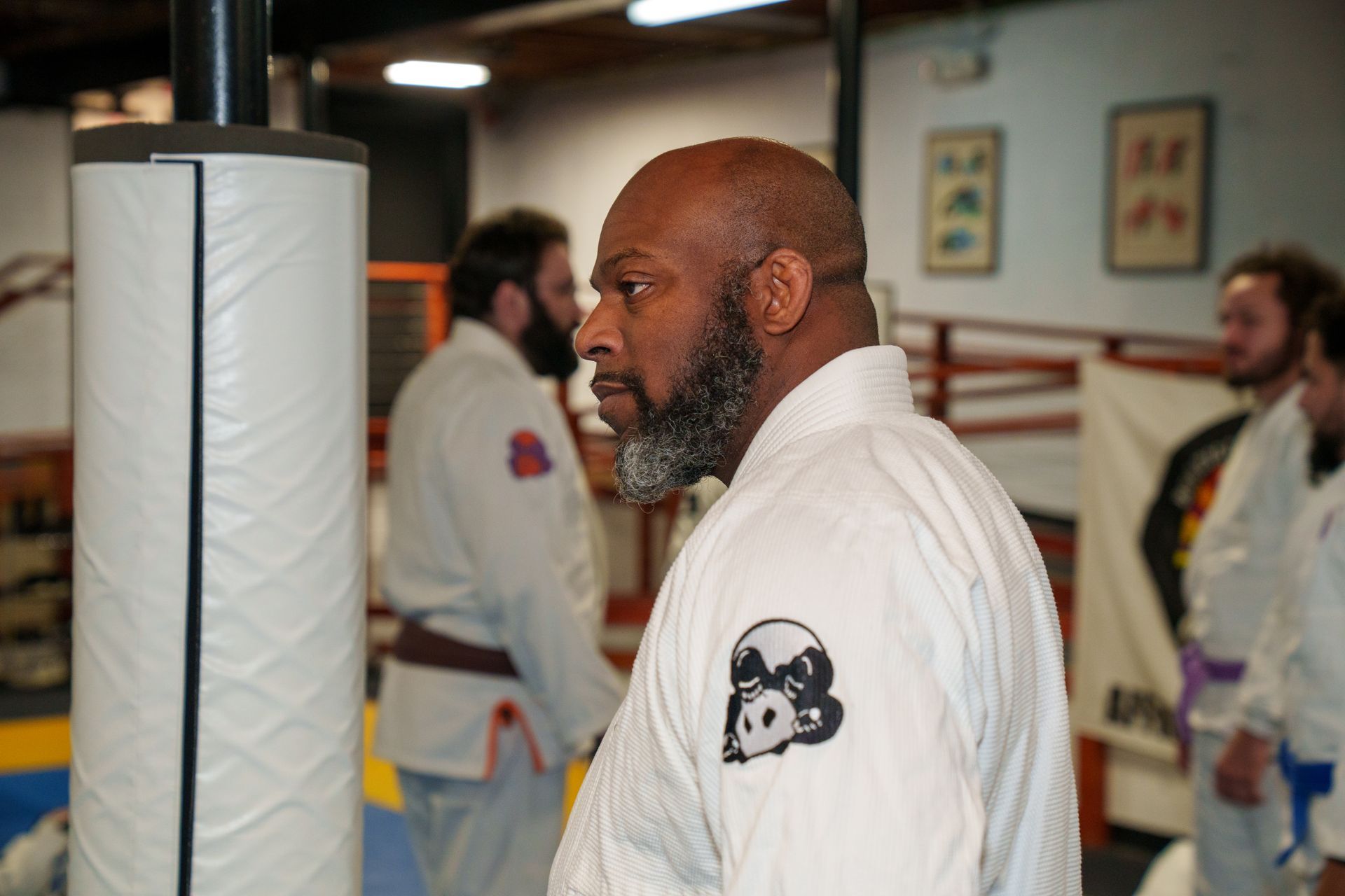 Adults drilling jiu jitsu techniques at Inverted Gear Academy in Bethlehem, PA to build focus and discipline.