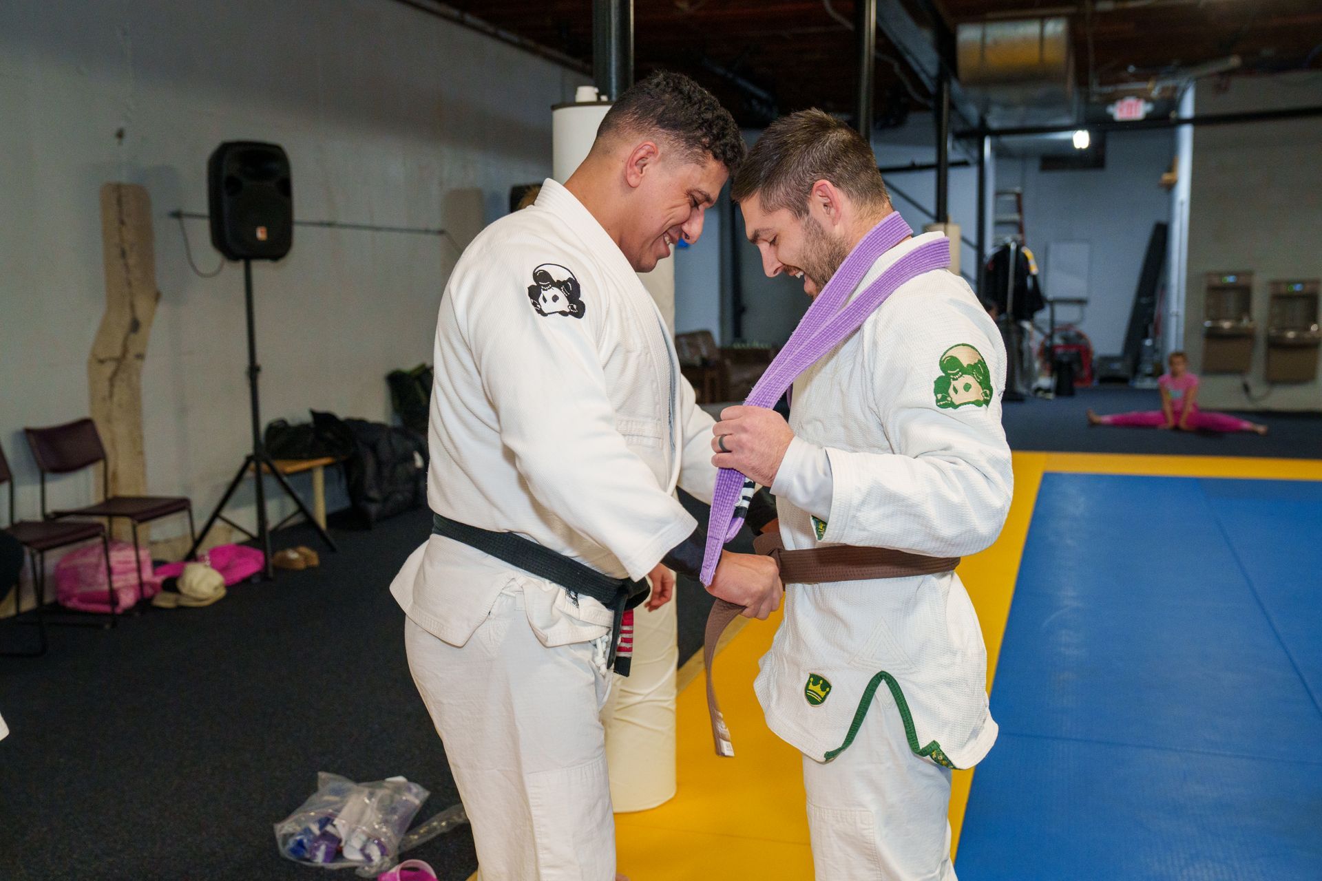 Students practicing JIU-JITSU techniques at Inverted Gear Academy in Bethlehem PA building confidence and wellness