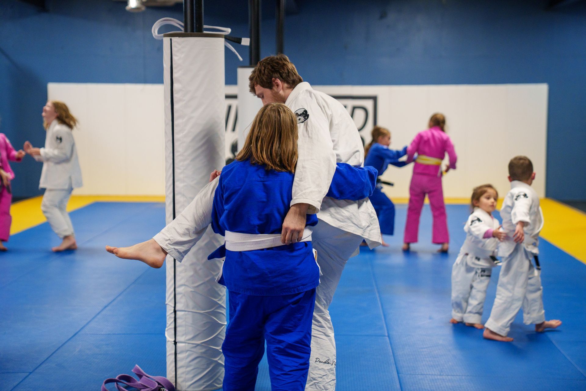 Kids practice youth jiu jitsu drills at Inverted Gear Academy in Bethlehem, PA, building confidence and control.