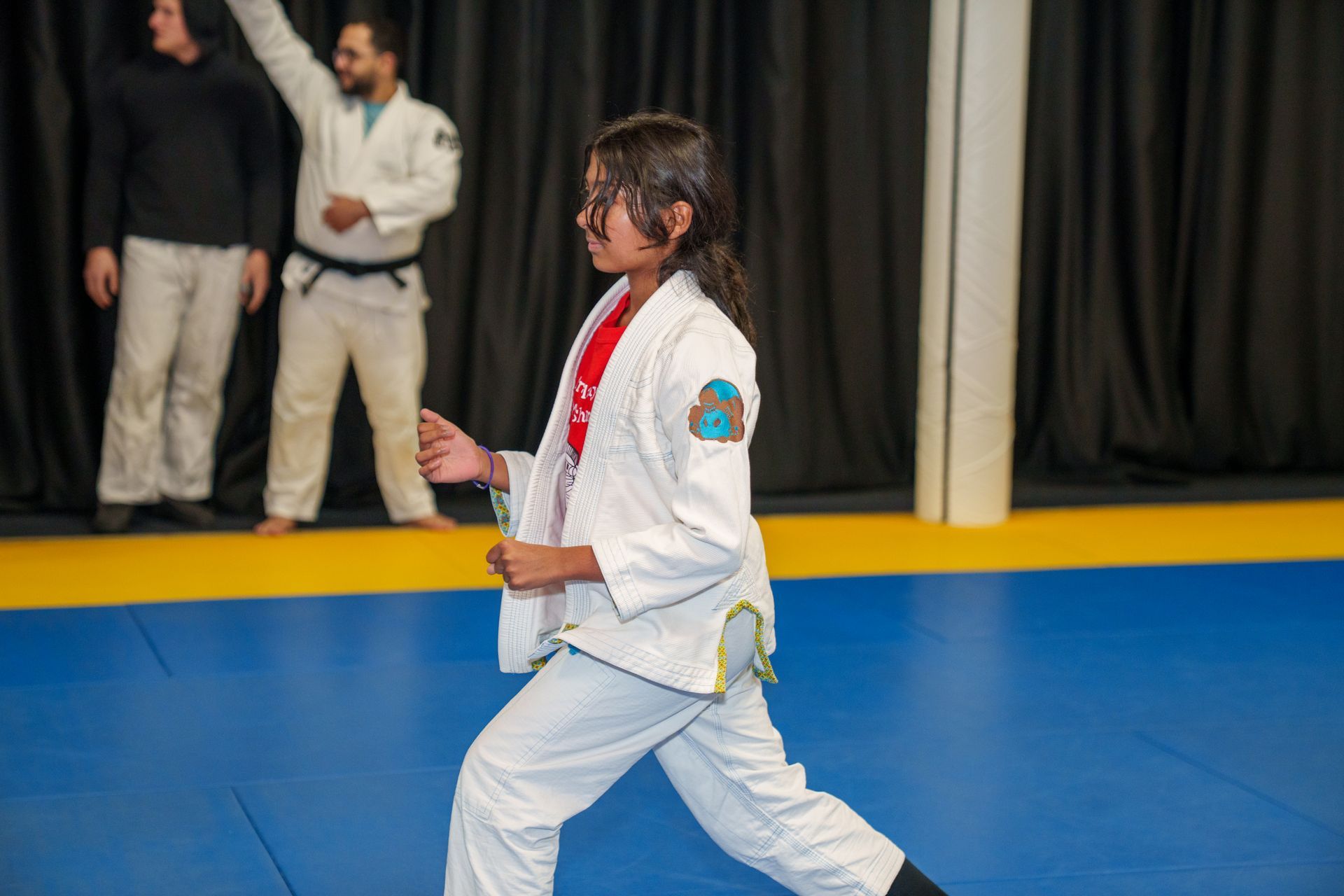 Kids practice controlled jiu jitsu drills at Inverted Gear Academy in Bethlehem, PA, building balance and focus