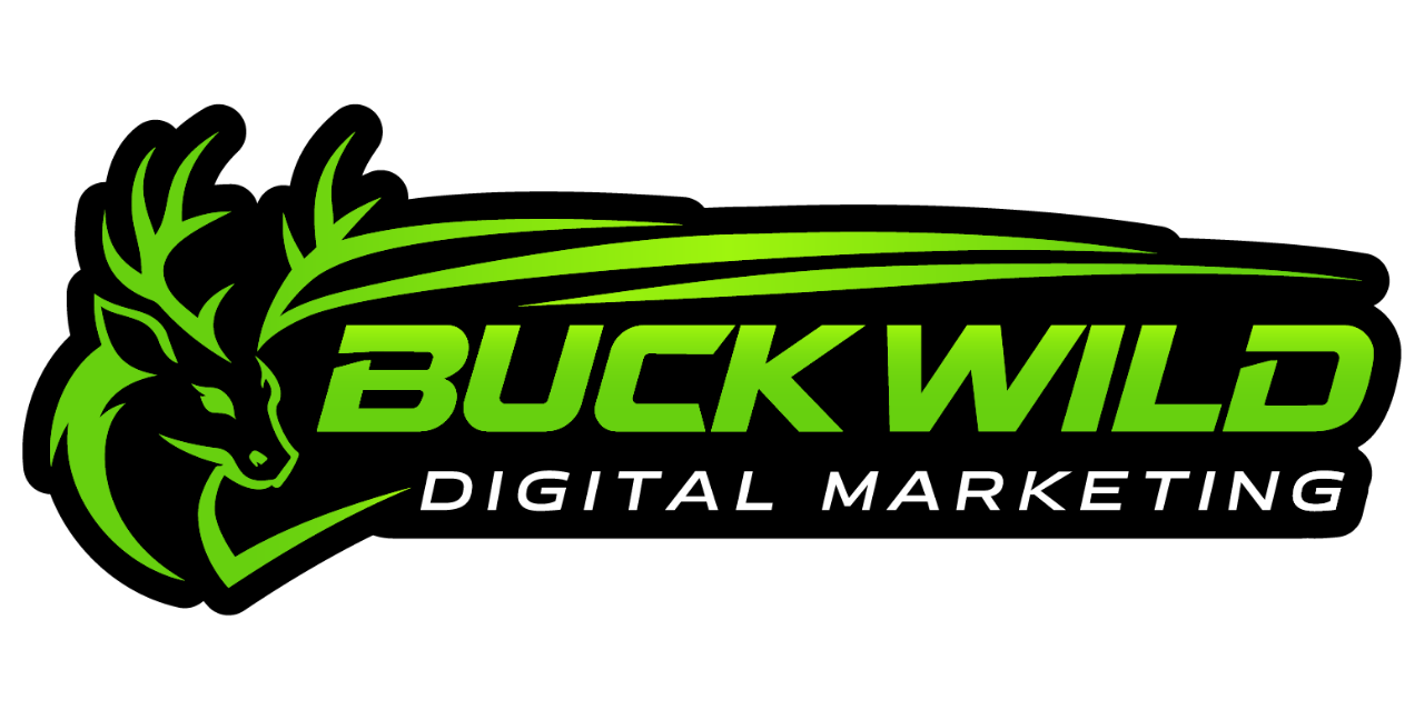 Logo featuring a neon green deer silhouette above the black text 