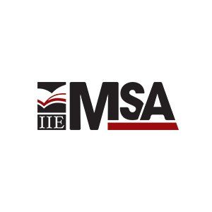 A black and red logo for msa iie
