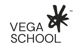 A logo for vega school of design brand and business