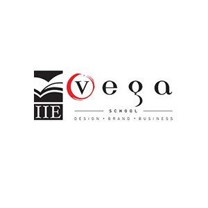 A logo for vega school of design brand and business