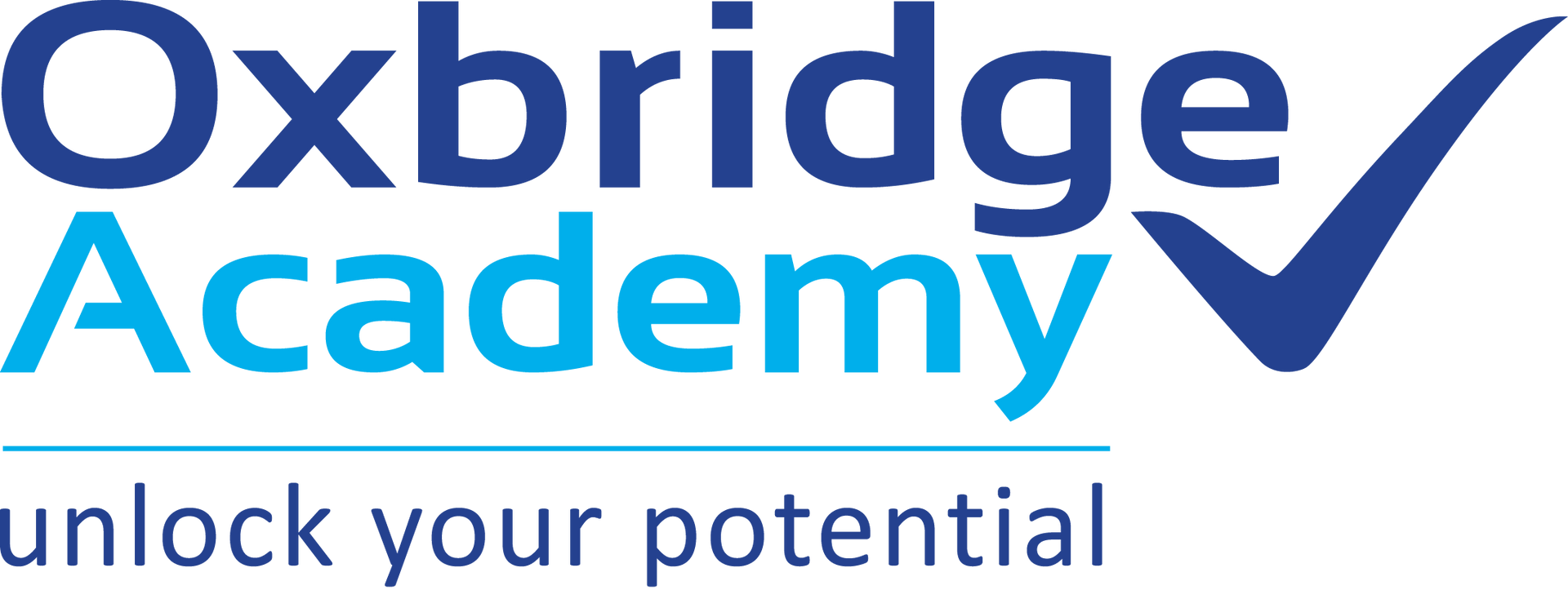 The logo for oxbridge academy is blue and white and says effortless excellence in education.