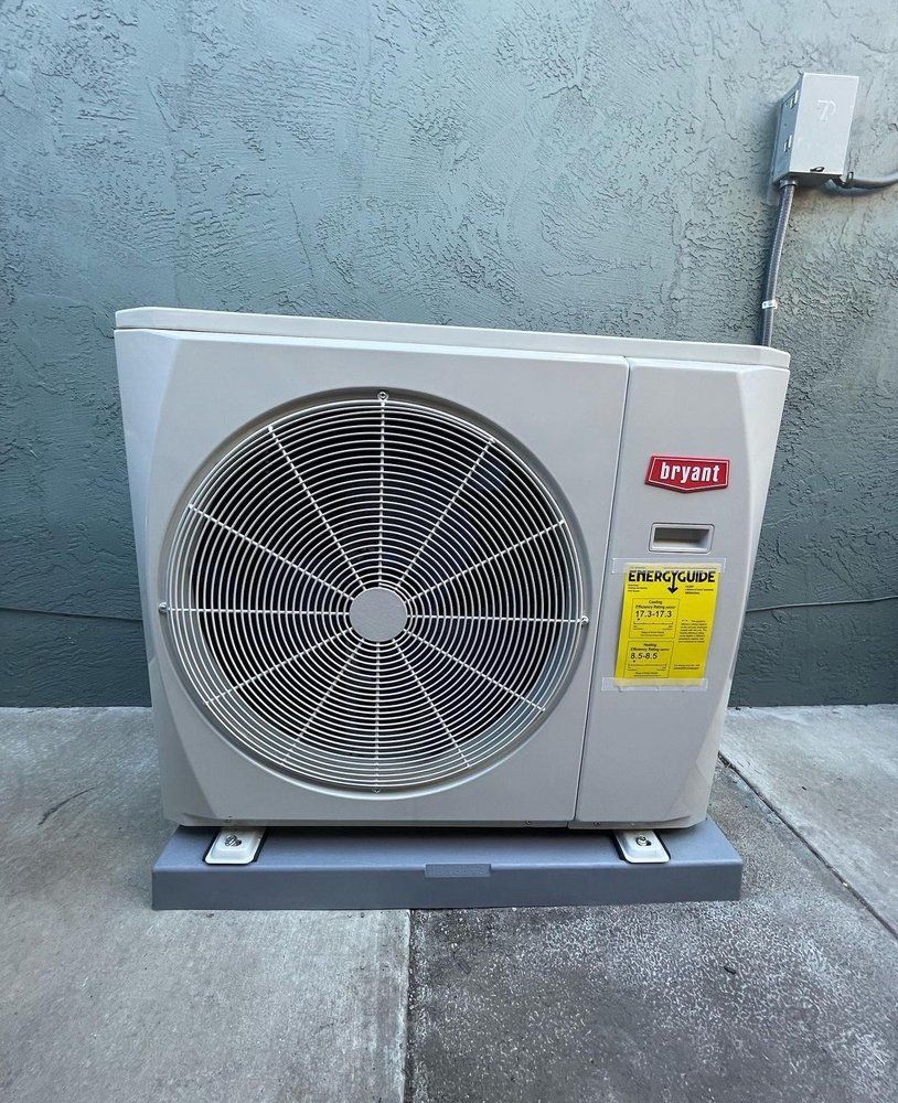 A york air conditioner is sitting on the sidewalk | Heating & Airflow