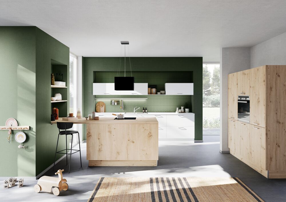 cucina verde e beige