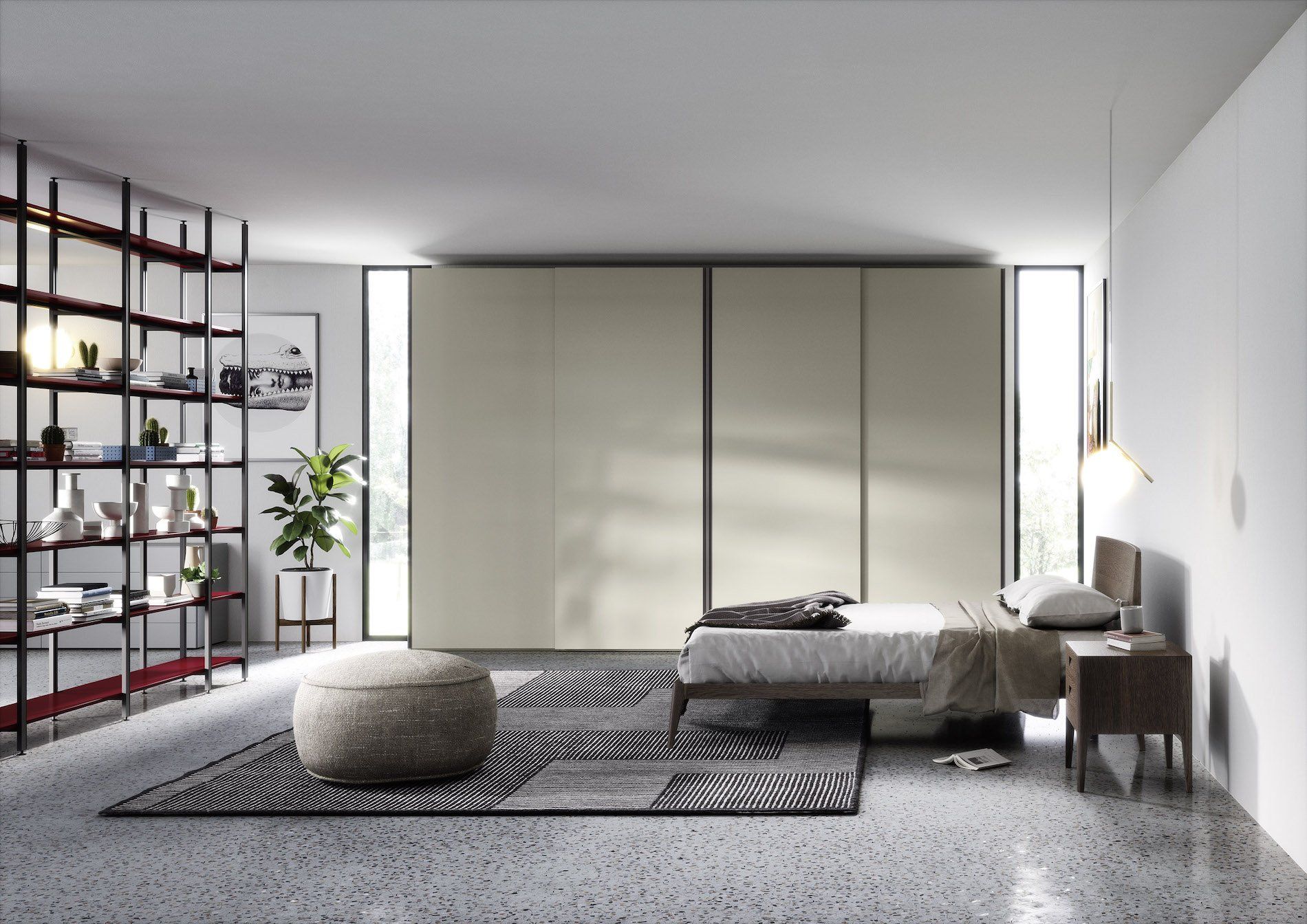 camera matrimoniale grigia