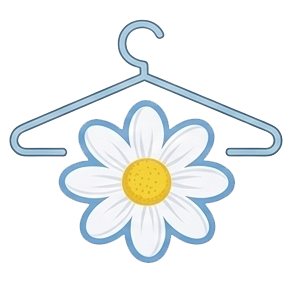 Appendino azzurro con margherita al centro, petali bianchi, centro giallo, contorno azzurro.