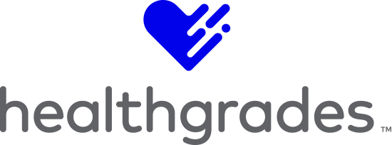 Healthgrades logo with a blue heart and text