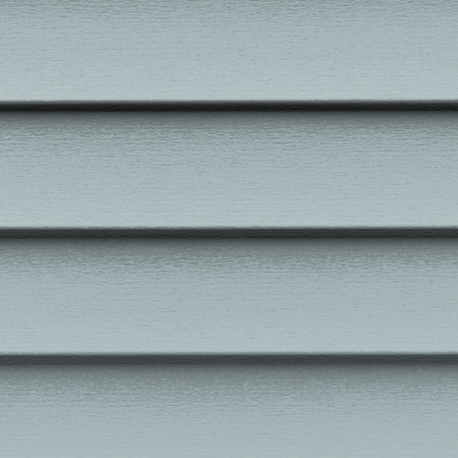 A close up of a blue siding on a house.