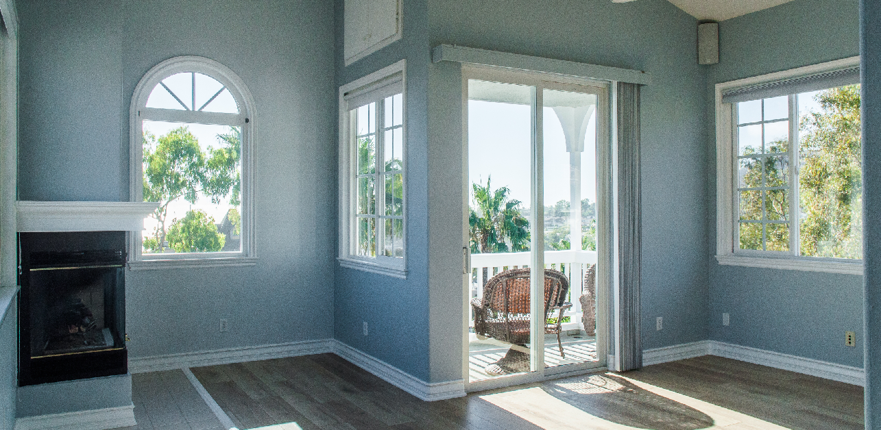 Bright Colorado living room with durable vinyl windows