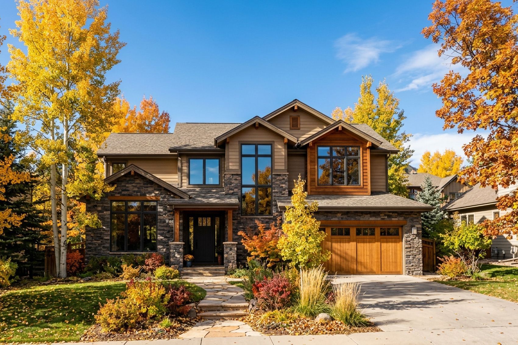 Professional installers leveling double hung windows during installation in Colorado mountain home