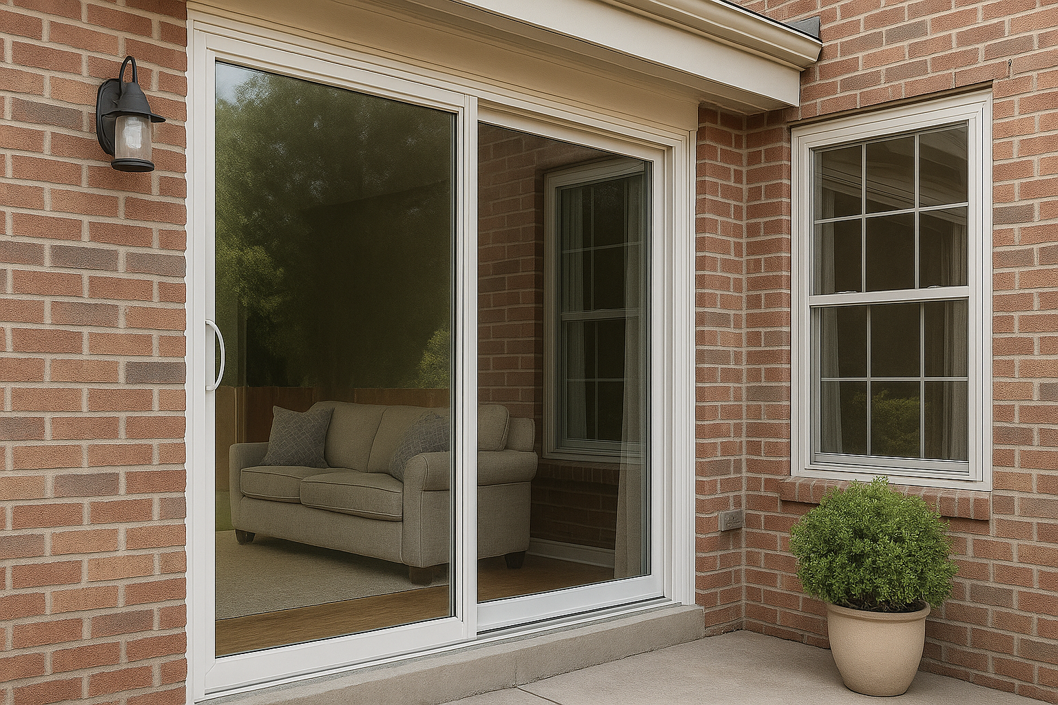 A modern Highlands Ranch home with a new energy-efficient sliding patio door opening onto a scenic, 