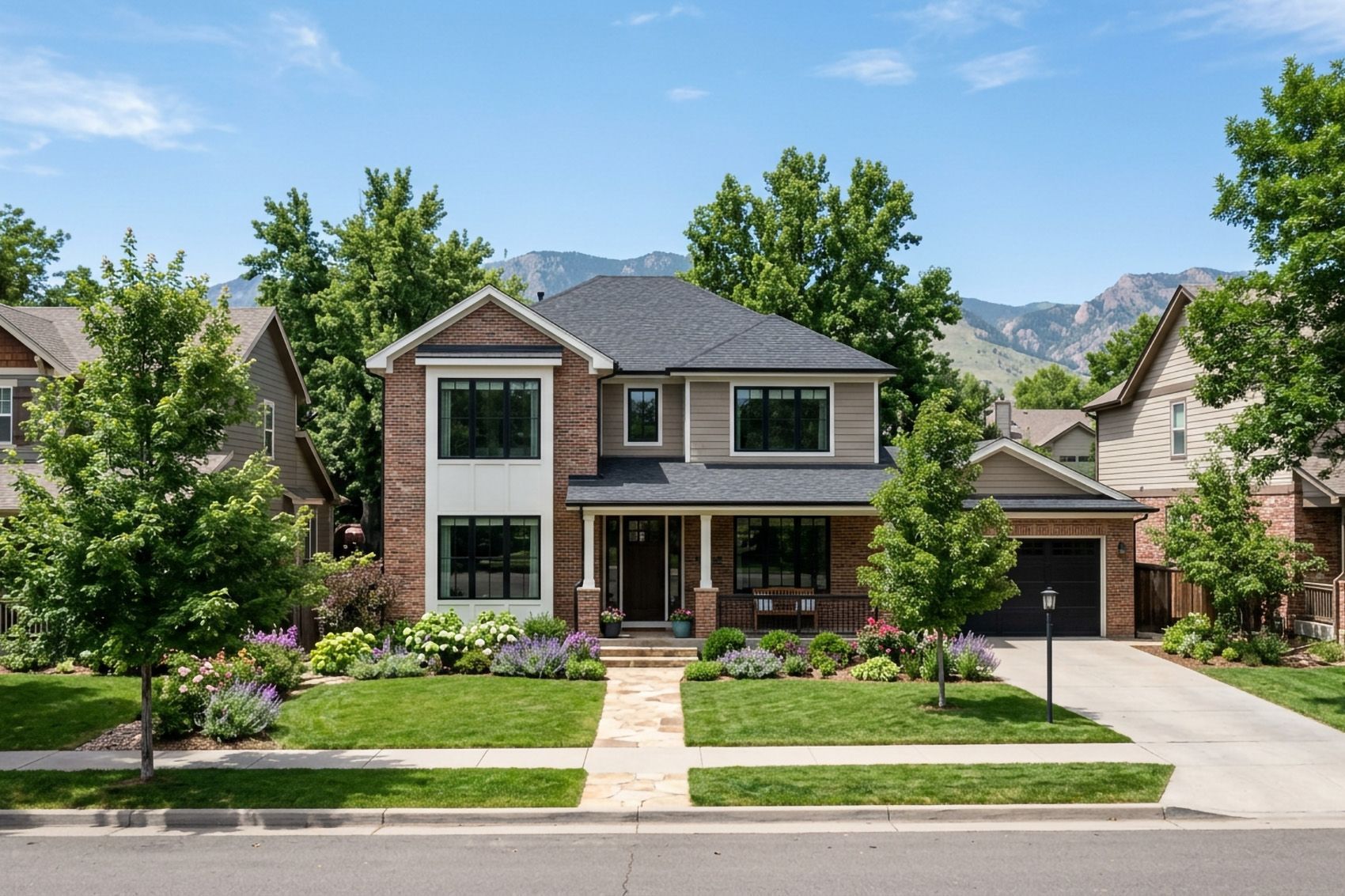 Professional installers leveling double hung windows during installation in Colorado mountain home