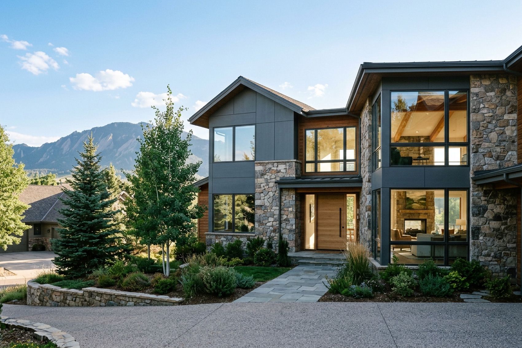 Professional installers leveling double hung windows during installation in Colorado mountain home
