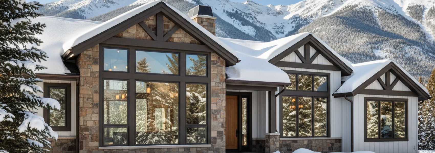 Colorado mountain home with Marvin Signature Ultimate triple-pane windows in winter