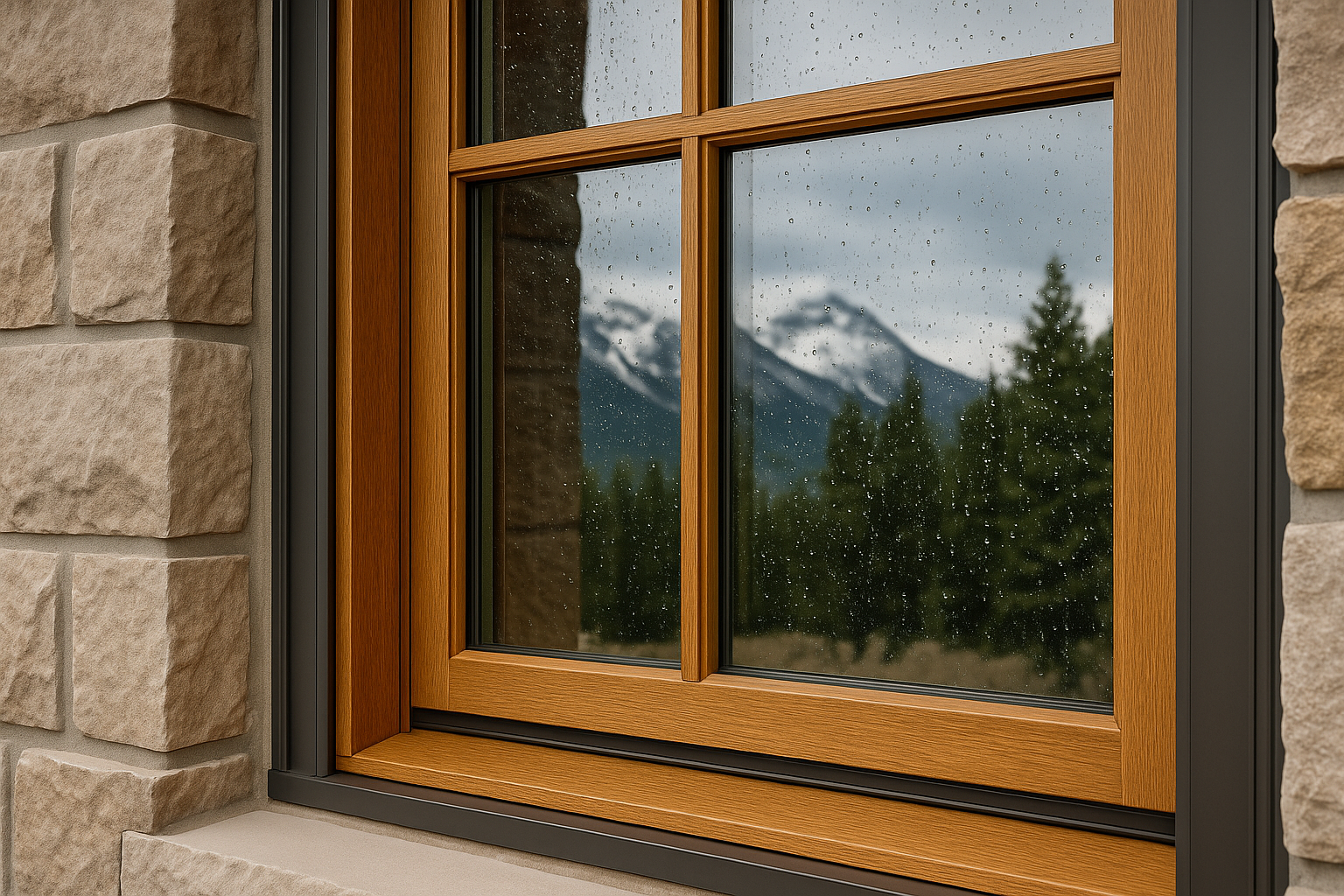 Wood, fiberglass, vinyl, and aluminum-clad window samples displayed for Colorado home comparison