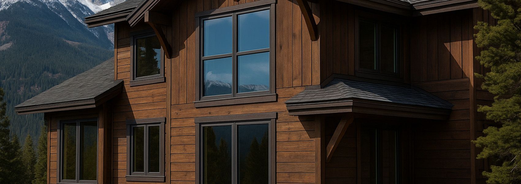 Mountain home with quality windows designed for high-altitude UV protection and weather resistance