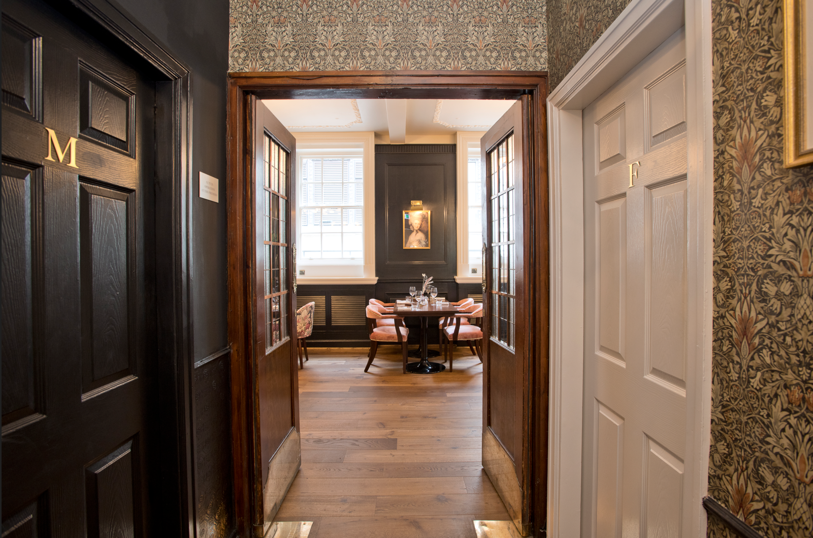 The Duchess, Marylebone, London, looking from first floor landing in towards first floor dining area.