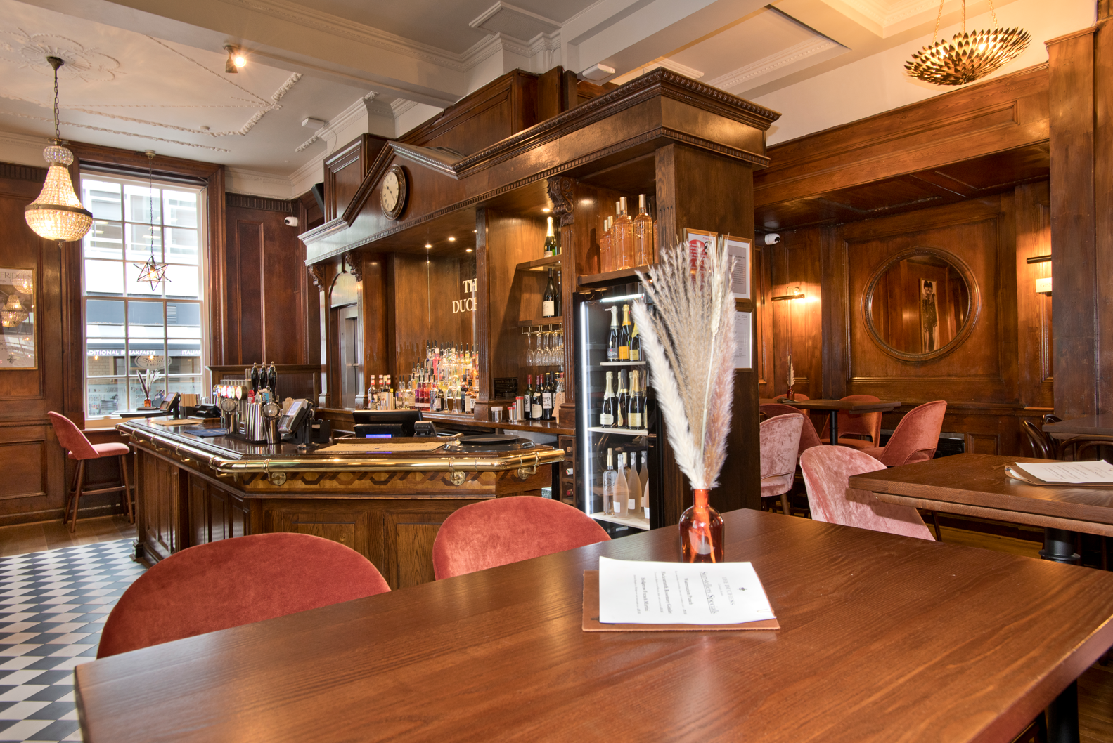The Duchess, Marylebone, London, ground floor bar area looking towards main bar counter.