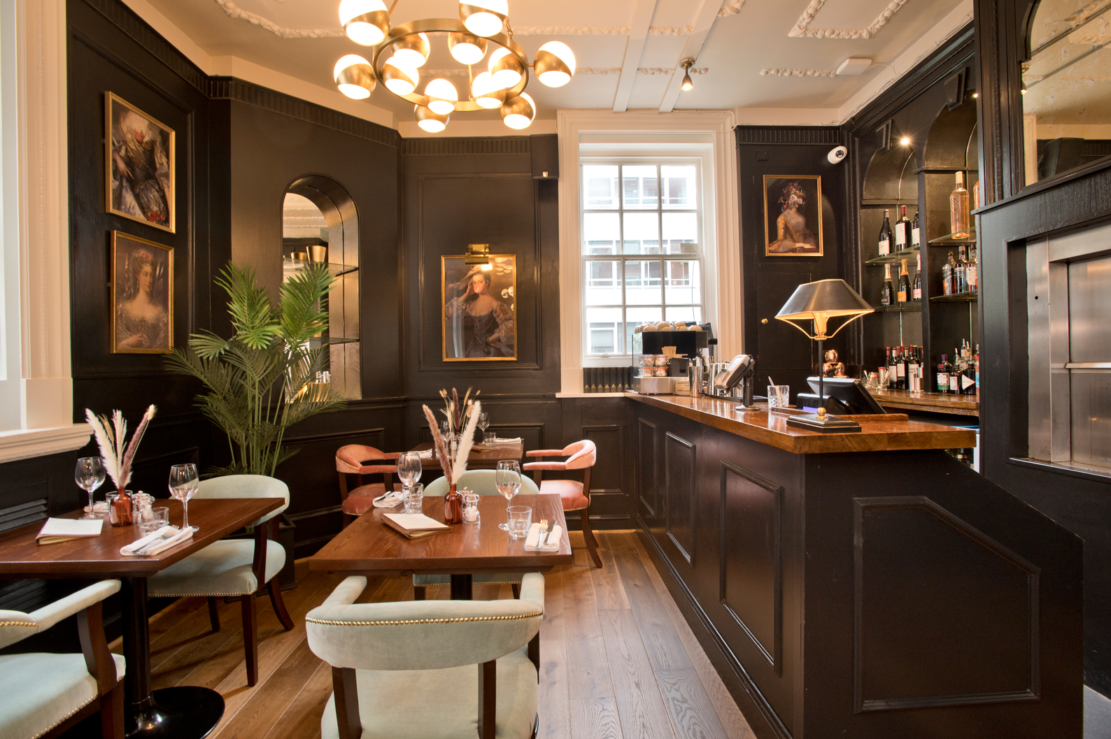 The Duchess, Marylebone, London, first floor dining area looking towards first floor bar counter.