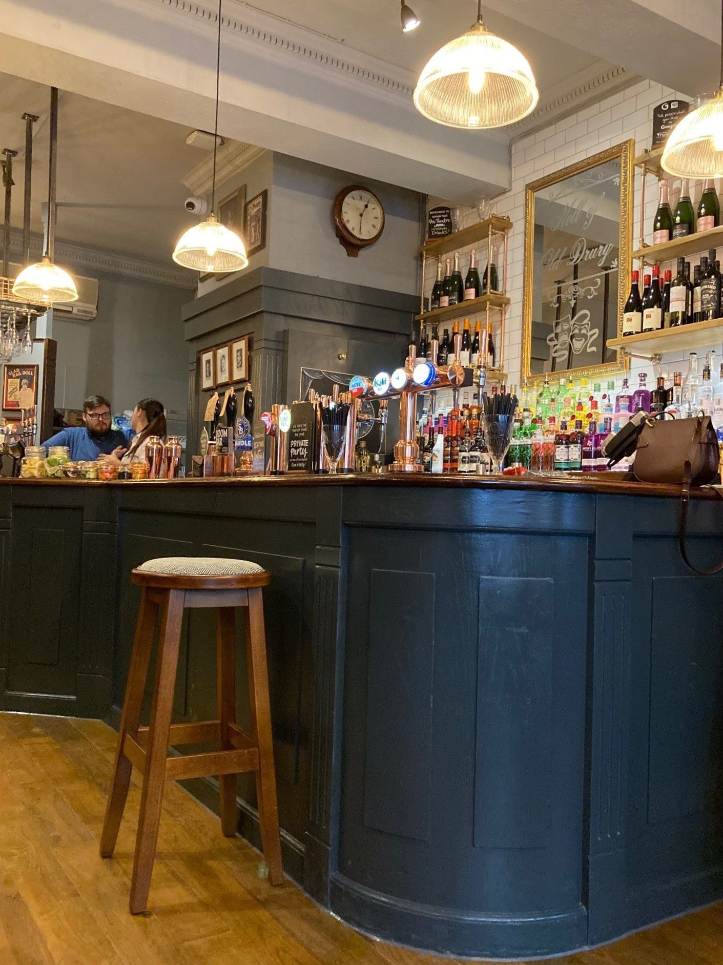 Nell of Old Drury, Covent Garden, London, showing view from from ground floor window seating area looking towards bar counter.