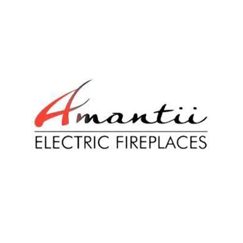 The logo for amanti electric fireplaces is on a white background.