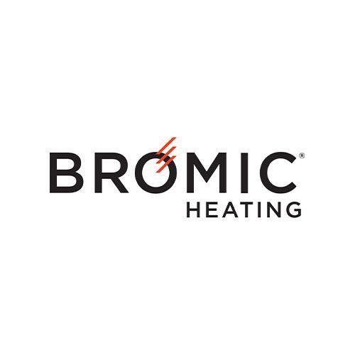 The logo for bromic heating is black and red on a white background.