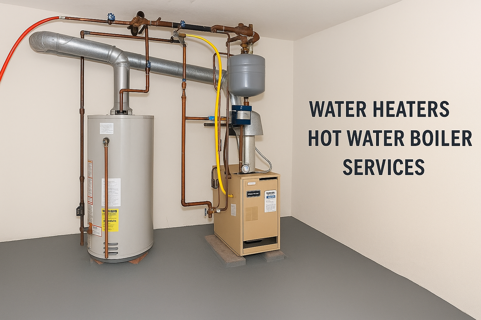 Exterior air conditioning unit mounted on a white wall near a window, with green foliage in the foreground.